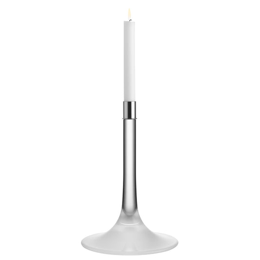 Cirrus Candlestick, Tall by Orrefors with a candle