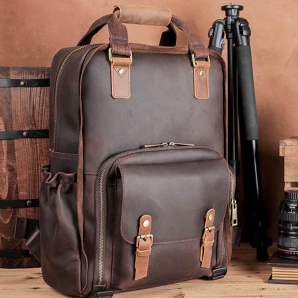 Gaetano Leather Camera Bag with Tripod Holder