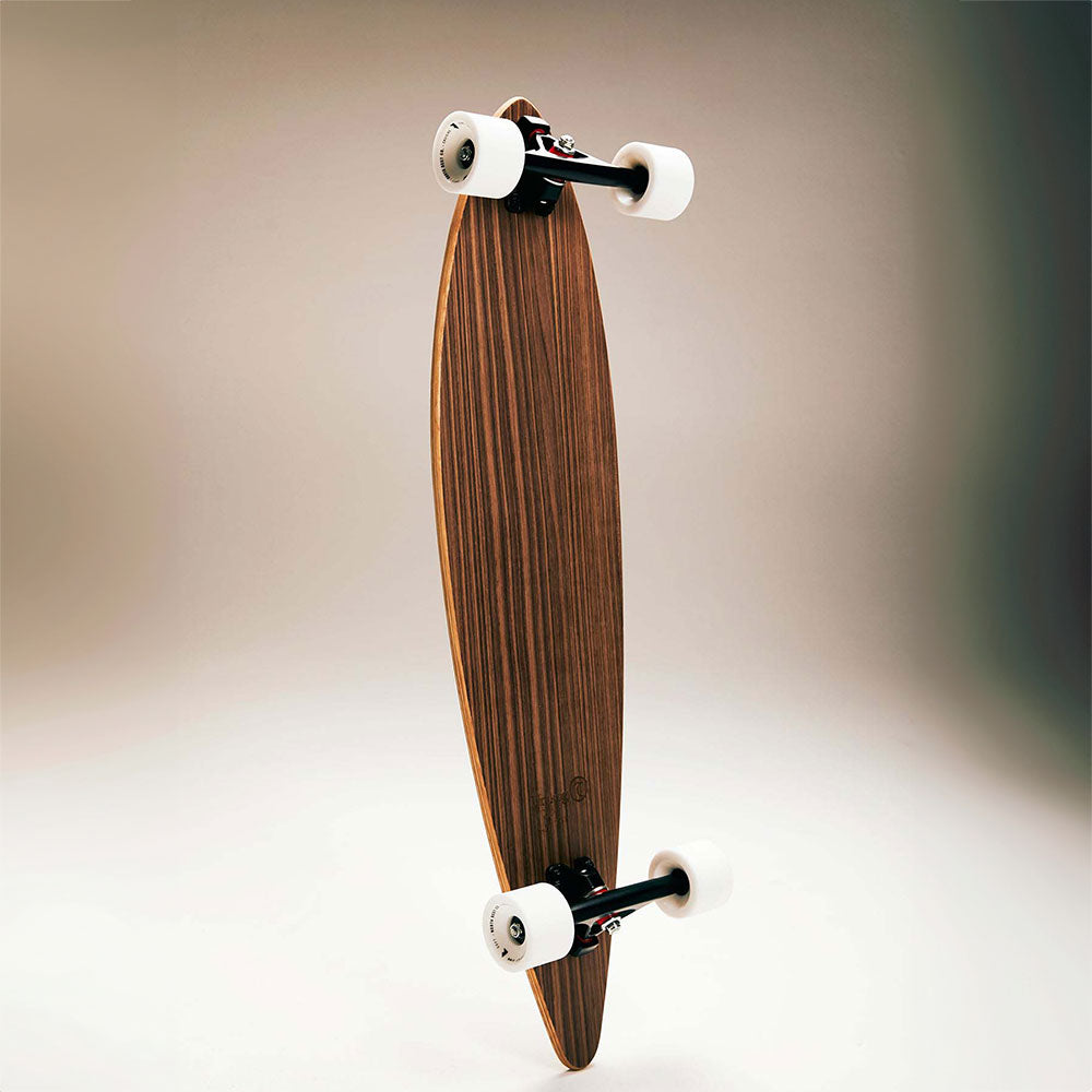 Cork skateboard with white wheels