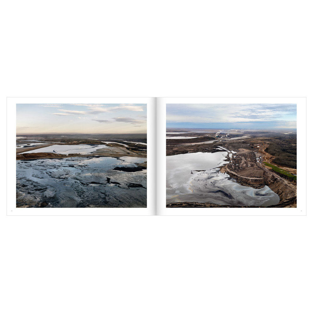 Open spread of Edward Burtynsky: Oil, showing two color photos of landscape
