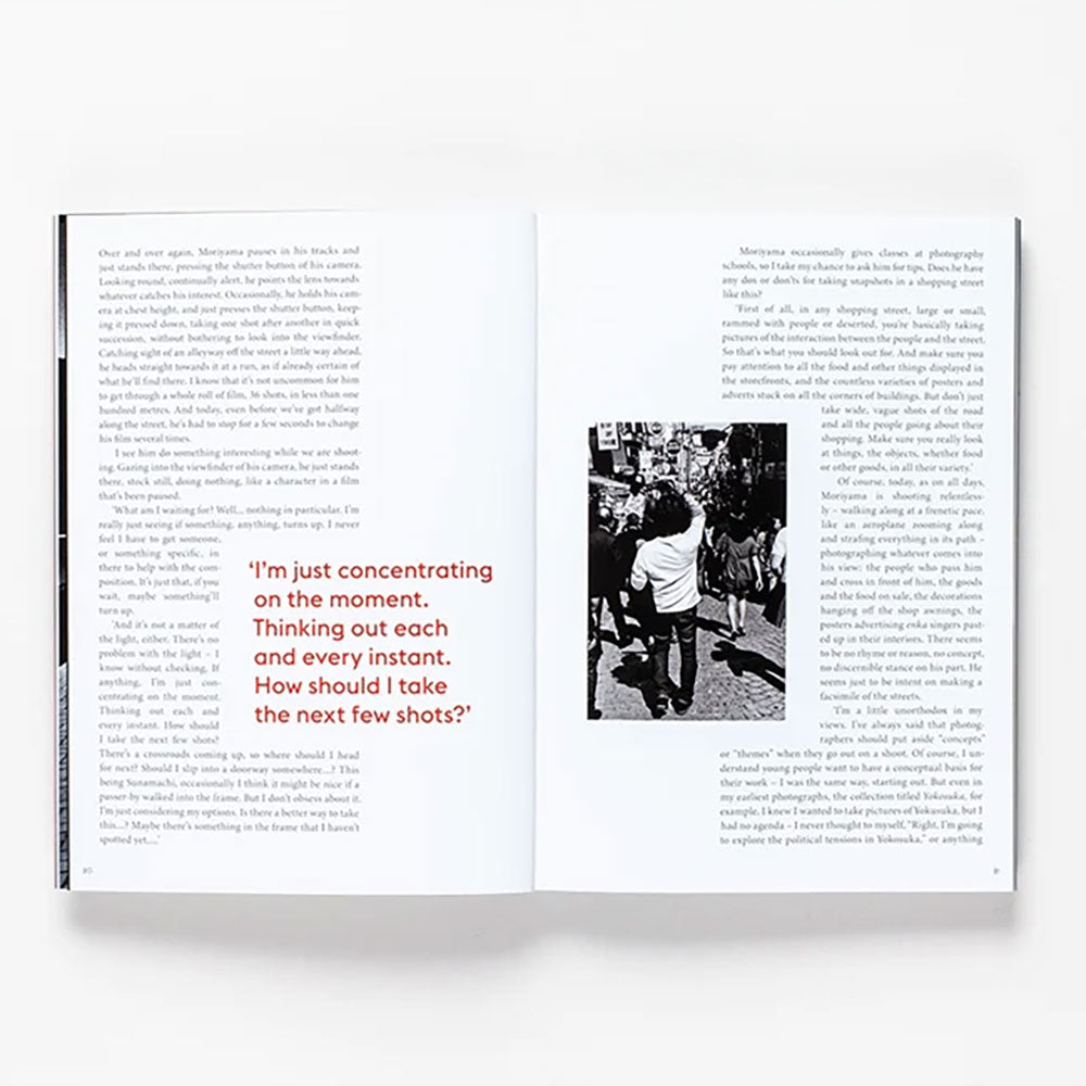 Spread of Daido Moriyama: How I Take Photographs, showing text on the left and right