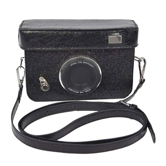 Glitter Camera Bag - Black