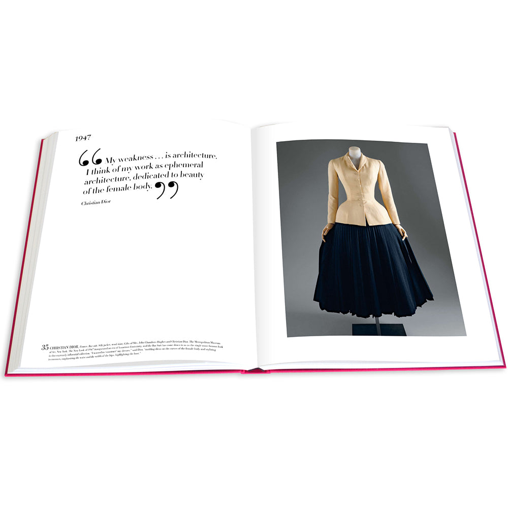 Spread of The Impossible Collection of Fashion, showing text on the left and color photo on the right