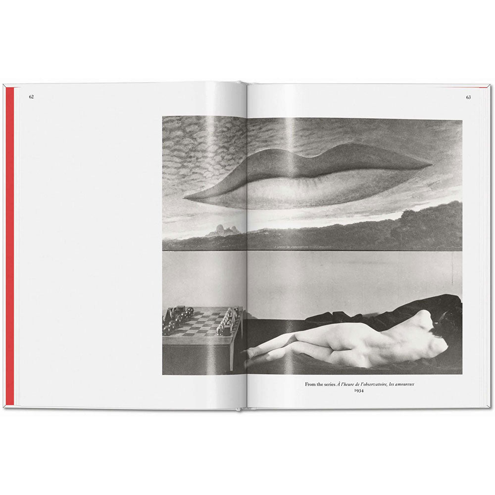 Man Ray open book, showing black and white photo and text