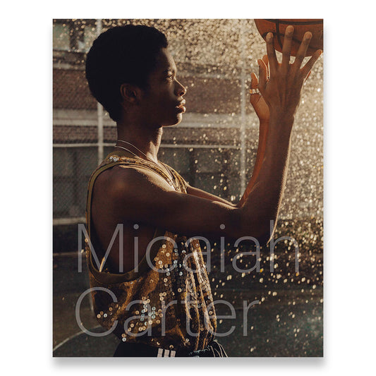 Micaiah Carter: What's My Name book cover, showing color image of a person holding a basketball