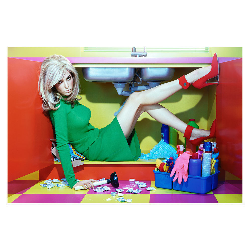 Open spread shot of Miles Aldridge: One Black & White and Nineteen Colour Photographs, showing full-width photo of woman