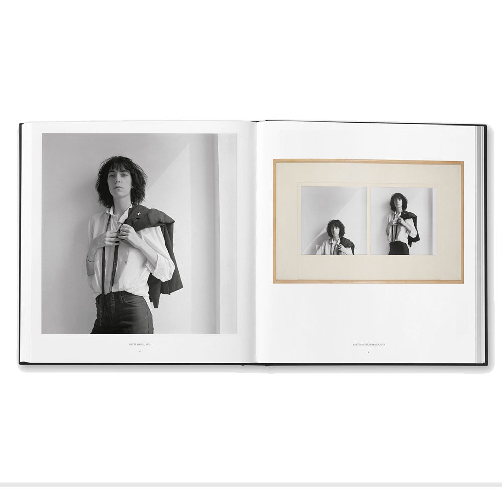 Spread Shot of Robert Mapplethorpe, showing black and white photos on both the left and the right