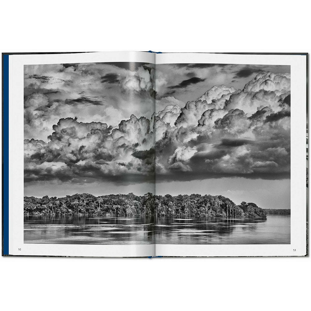 Sebastião Salgado: Amazônia (Small Format), open and showing black and white photograph of nature.