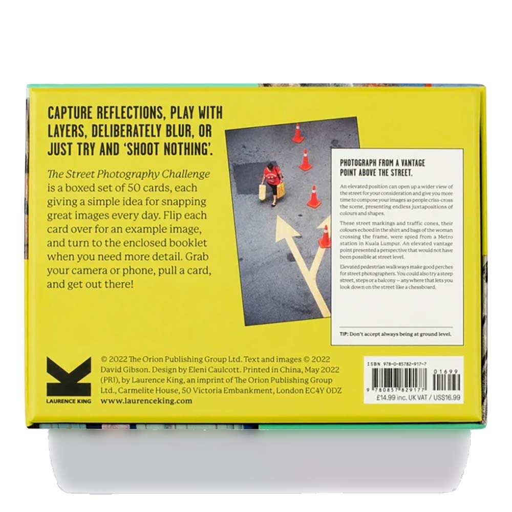 Rear of Street Photography Challenge cover, showing box. 50 cards