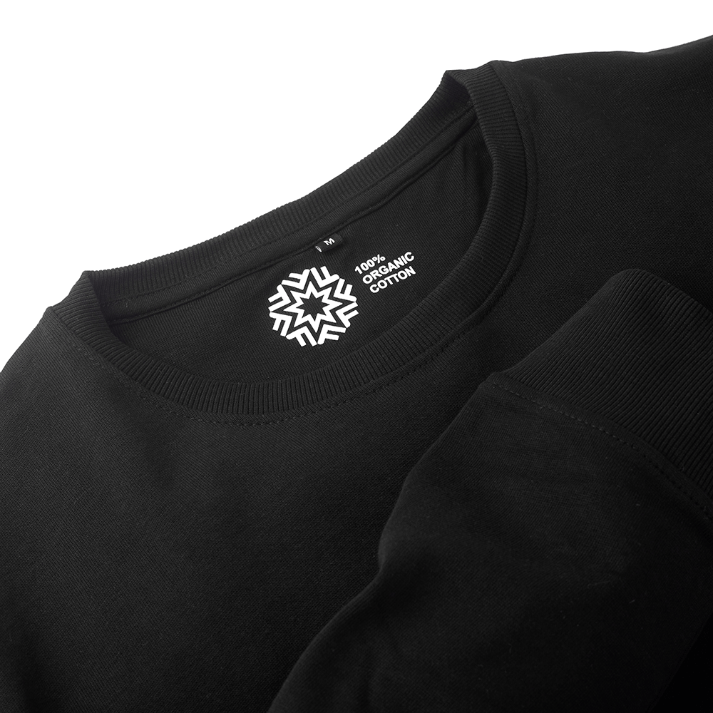 Closeup of black sweatshirt 