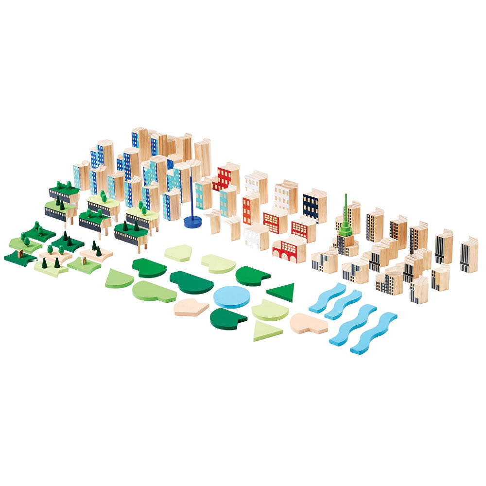 Assortment of neatly organized colorful blocks