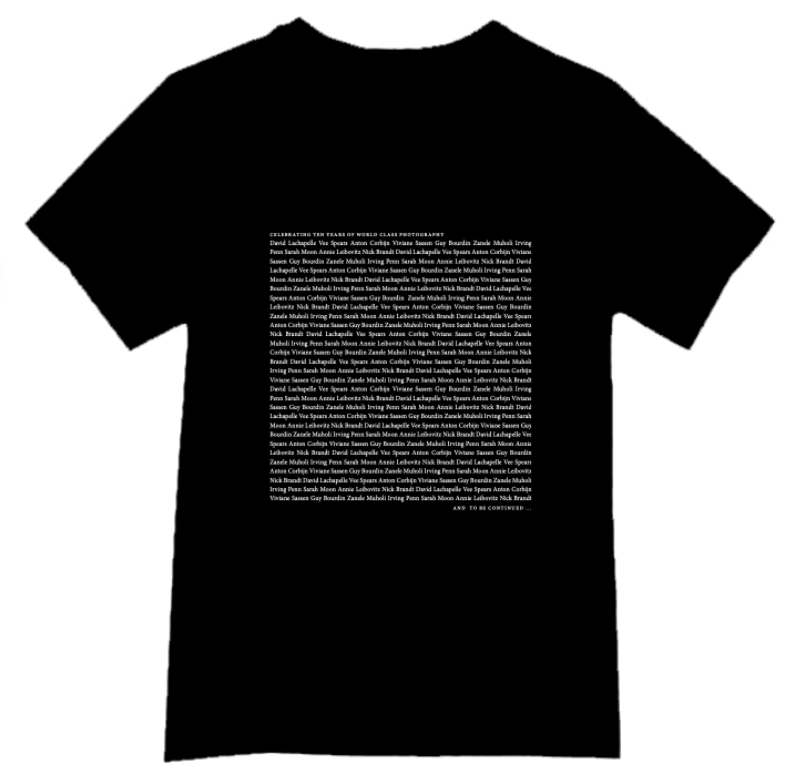 Black t-shirt with small white print