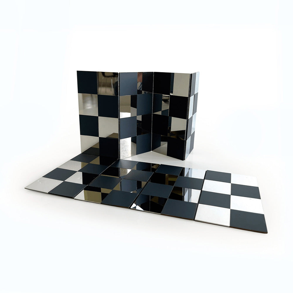 Black and white chessboard folded up