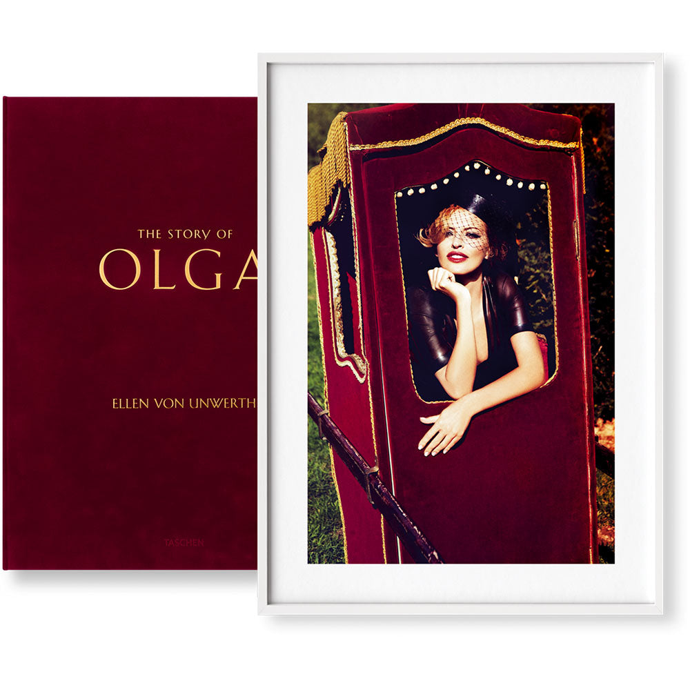 Ellen von Unwerth Story of Olga Art Edition.  Print of "Widow" in a frame, showing color fashion photo of glamorous woman