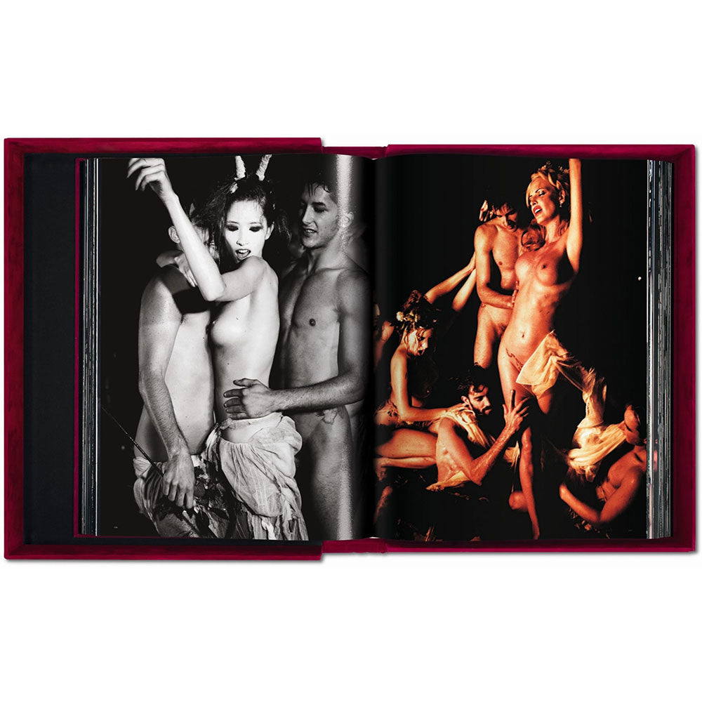 Spread of Ellen von Unwerth: The Story of Olga, showing black and white photo to the left and a color photo to the right