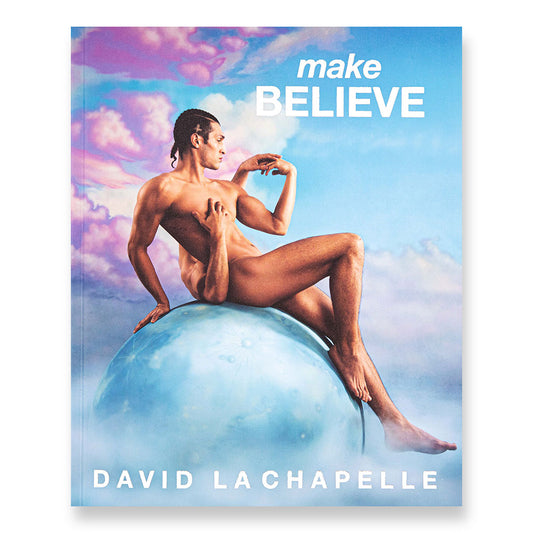 Catalogue cover showing naked man in sky. 