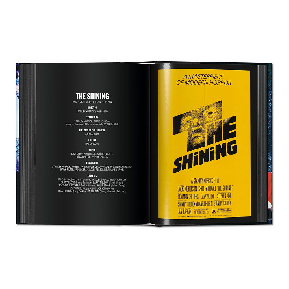 Horror Cinema book, open and showing The Shining movie poster