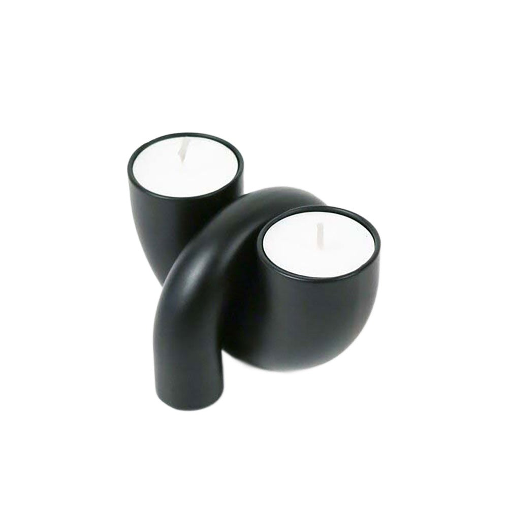 Macaroni 2-in-1 Candleholder (Tapers & Tealights) - Black