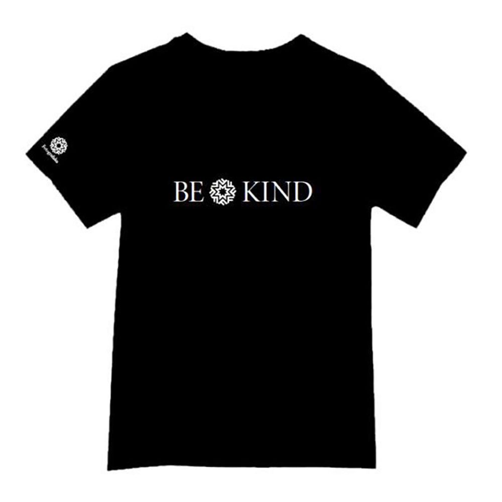 Black t-shirt with "Be Kind" written across the front in white.  The right sleeve has the Fotografiska logo in white.