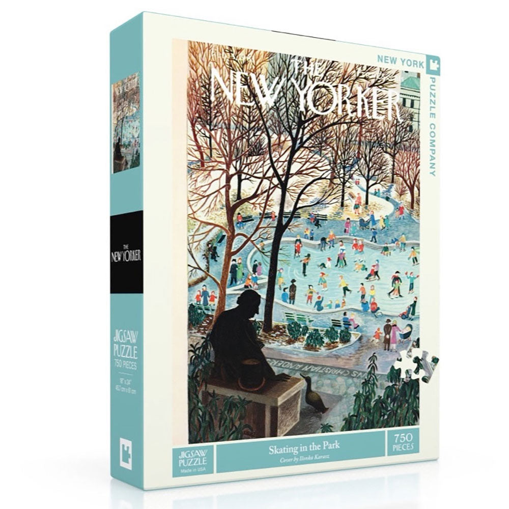 New Yorker Puzzle, Skating in the Park box, which shows a color illustration of ice skaters in Central Park.