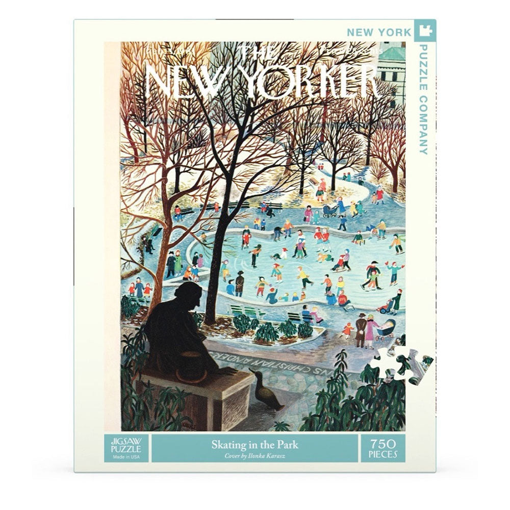 New Yorker Puzzle, Skating in the Park box, which shows a color illustration of ice skaters in Central Park.