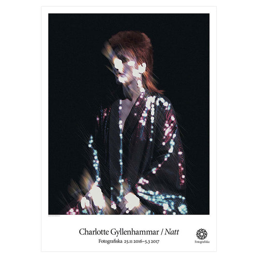 Blurry image of Bowie's Ziggy Stardust.  Exhibition title below: Charlotte Gyllenhammar | Natt