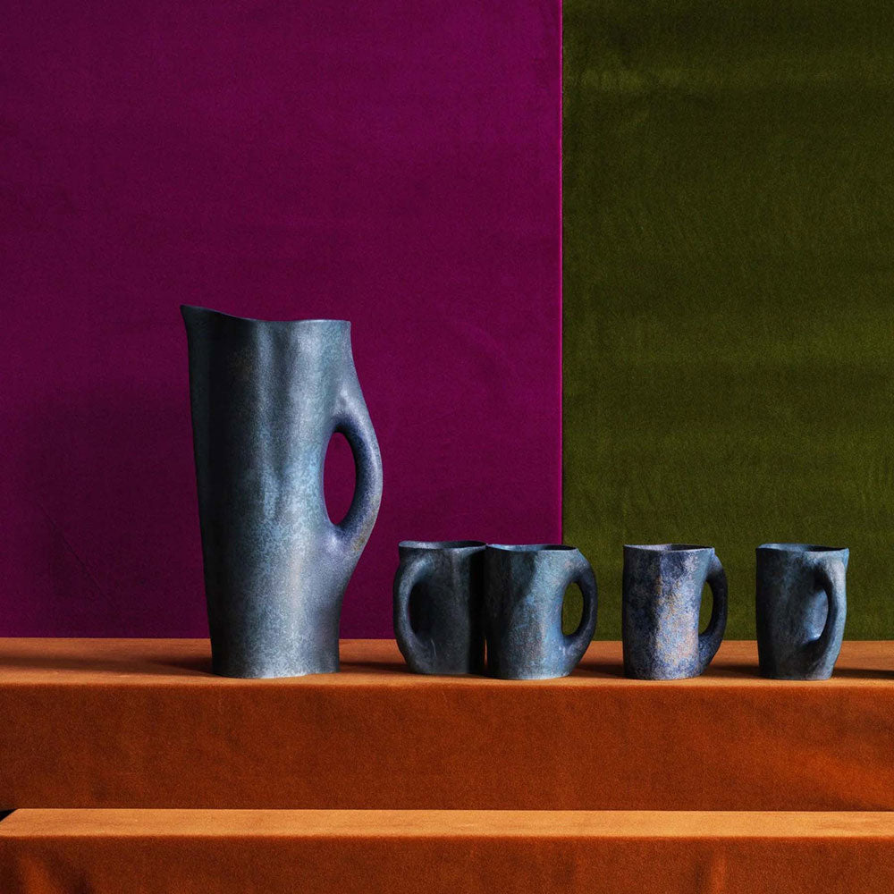 Timna Pitcher, Aged Iron, with Timna mugs