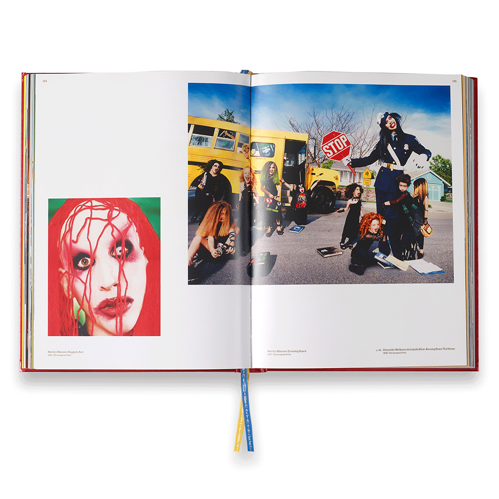 Open book showing artwork by David LaChapelle