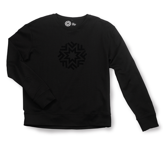 Black crewneck sweatshirt with black Fotografiska logo