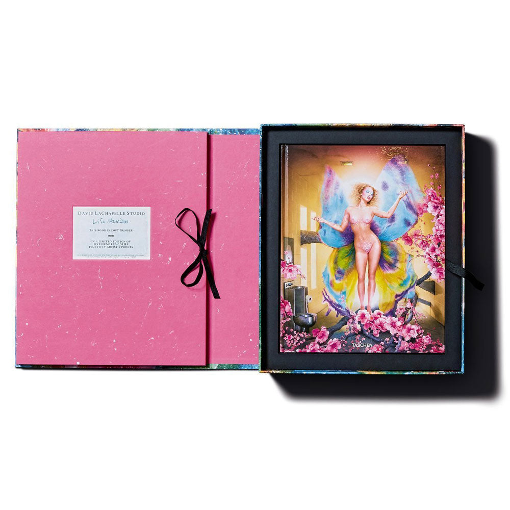 Box set, opened up to show angelic person with pink flowers