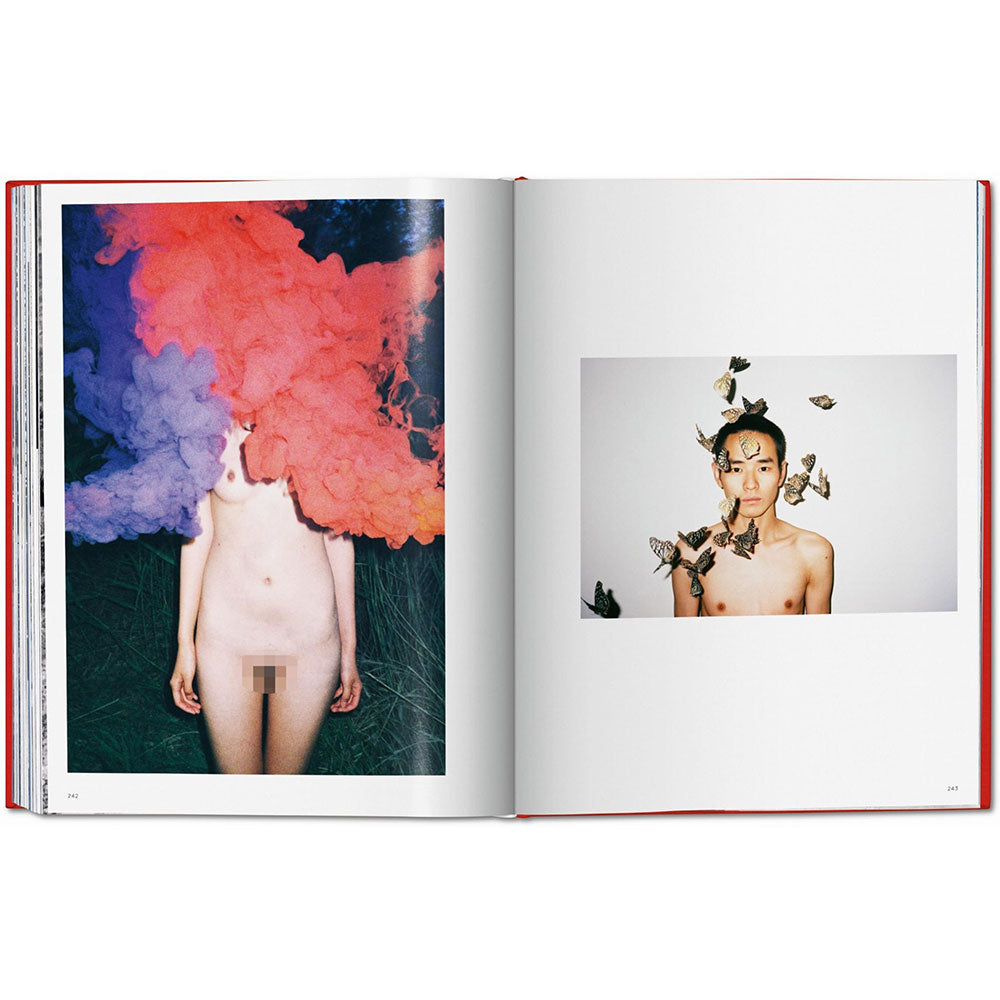 Spread shot of Ren Hang catalogue, featuring color photographs on both pages